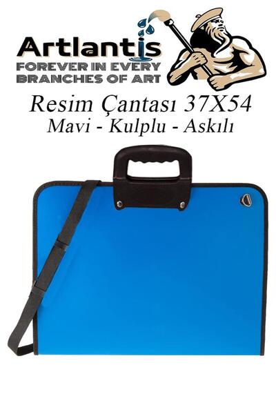 Artlantis Mavi Resim Çantası Fermuarlı Kulplu 37x54 cm 1 Adet Teknik Resim Do...