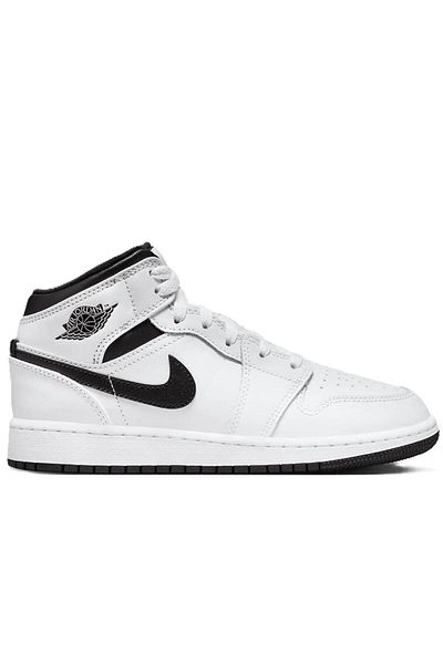 Nike Air Jordan 1 Mid Leather Unisex Sneaker Γνήσιο δέρμα ψηλά καθημερινά αθλητικά παπούτσια Λευκά