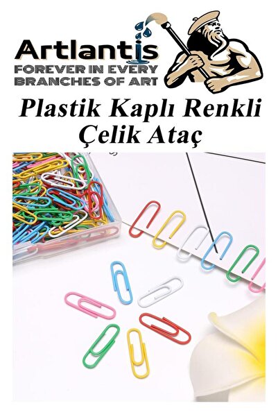 Artlantis Ataç Renkli Metal Plastik Kaplama 50 Adet Orta Boy 1 Paket Ataş Okul Ofis Belge Düzenleme Paslanmaz
