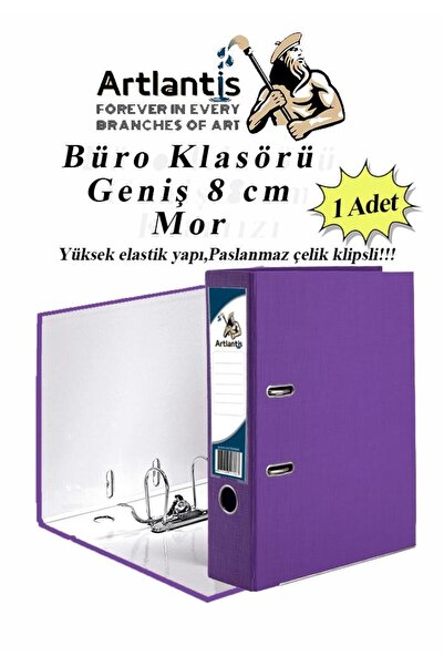 Artlantis Büro Klasörü Mor Geniş 1 Adet Plastik Geniş Mor Klasör Halkalı Pasl...