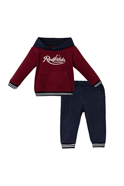 Lolons Hooded Baby Boy Double Suit Claret Red