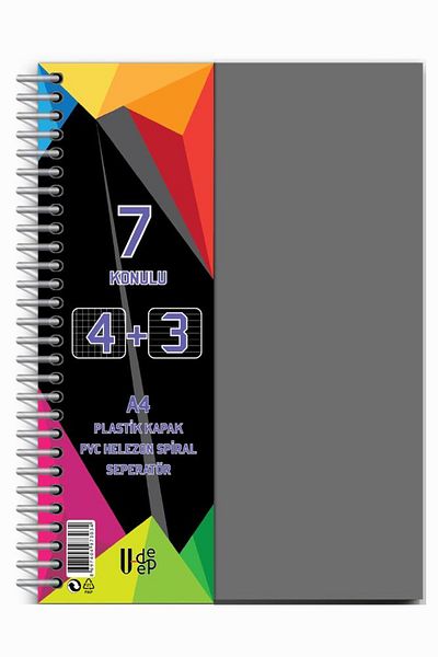 Artlantis 7 Thread 4+3 Bookmark Notebook - 175 Sheets, 1 Piece, 4 Plaids and 3 Lines Spral Plastic Cover