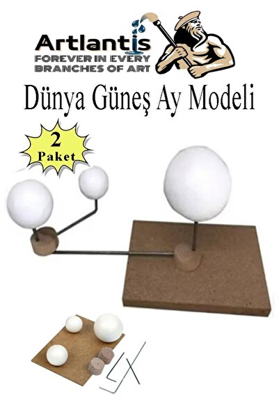 Artlantis Güneş Dünya Ay Modeli 2 Paket Gezegen Maketi Deney Seti Güneş Siste...