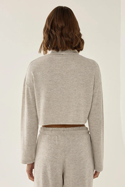 Hiccup Pulover scurt cu guler înalt texturat