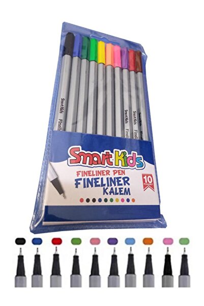 Artlantis 10 Renk Fineliner Kalem 0.4mm İnce Keçe Uçlu Kalem 1 Paket Smart Ki...