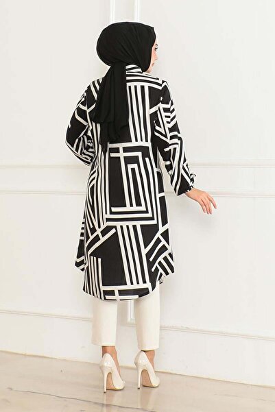 SGS Μαύρο γεωμετρικό τουνίκ από βισκόζη