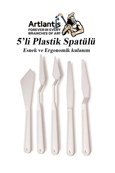 Artlantis Plastik Spatül 5 Li Set Resim Ve Heykel Plastik Spatula Esnek Plastik Palet Bıçağı 1 Paket