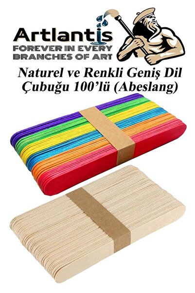 Artlantis Renkli Dil Çubuğu Geniş 50 Adet Naturel Dil Çubuğu Geniş 50 Adet 1 ...