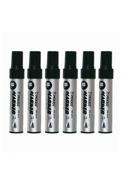 Mikro Permanent Marker with Black Cut Tip - 10 Mm Mr-6010 6 Pieces
