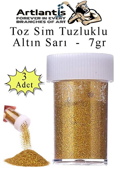 Artlantis Pudră aurie galbenă cu sclipici, 7 gr, 3 bucăți, pudră colorată cu ...