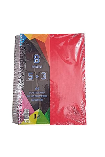 Artlantis 5+3 Ayraçlı Defter 8 Konulu 200 Yaprak 1 Adet 5 Kareli 3 Çizgili Sp...