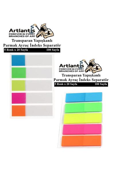 Artlantis Self-Adhesive Bookmark Postit 5 Colors 2 Packs of Adhesive Note Paper Transparent Finger Bookmark Ind