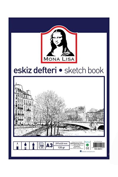 Monalisa Eskiz Defteri A-3 Dokulu Kağıt Kara Kalem Çalışma Defteri 50 Yaprak ...
