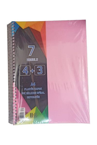 Artlantis 4+3 Bookmark Notebook 7 Thread 175 Sheets 1 Piece 4 Plaids 3 Lines Spral Plastic Cover with Separator