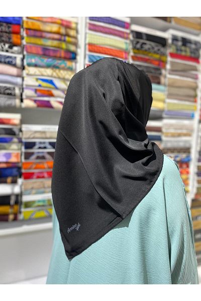Armine Eșarfă sport la modă din twill negru - Culoare uni, 1073