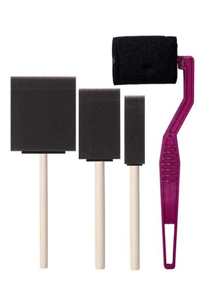 Artlantis Rulo Kesik Uçlu ve Tampon Sünger Fırça Seti 12 Parça 1 Paket Resim Paleti Ponpon Akrilik Boya Yağlı