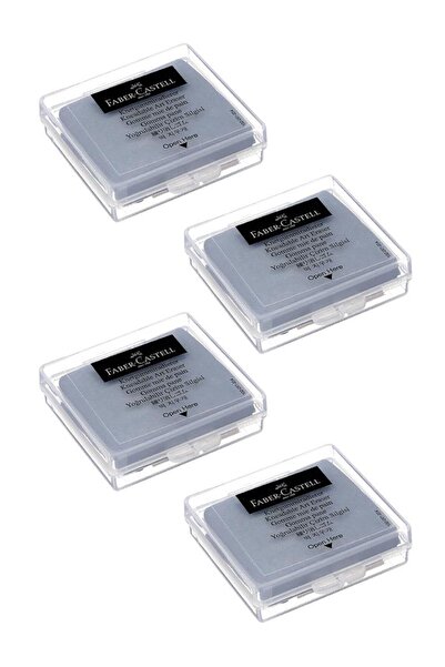 Faber Castell Hamur Silgi Gri Kutulu 4 Paket Faber Hamur Silgi Çizim Silgisi Yoğrulabilir Silgi Plastik Kutulu