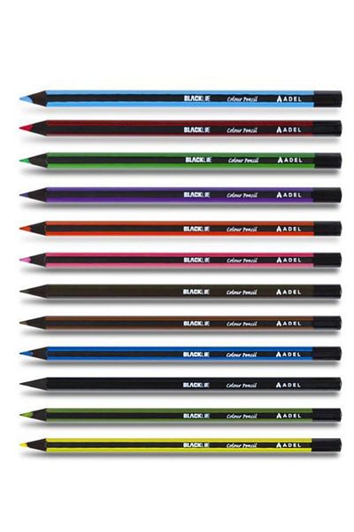 Adel Blackline 12 pcs Dry Paint Pen Cardboard Box 1 Pack 12 Colors Dry Color Full Size Colored Pen
