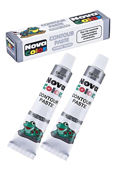 Artlantis Gümüş Gri Kontür Boyası 25 ml 2 Adet Cam Vitray Boyası Kontur Silve...