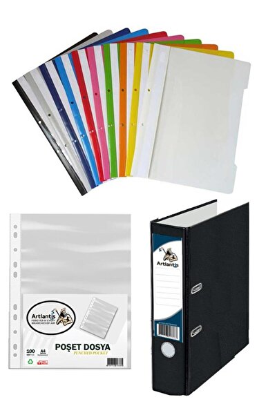 Artlantis Siyah Büro Klasörü Telli Dosya ve Poşet Dosya Seti 1 Adet Büro Klas...