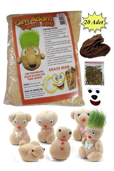 Artlantis Çim Adam Yapım Seti 20 Paket Okul Eğitici Deney Seti Çim Adam Seti