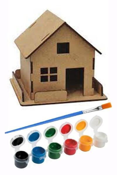 Artlantis Ev Boyama Seti Ahşap Çitli 1 Paket Mdf Ev Maketi Çitli Akrilik Boya...