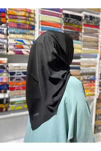 Armine Eșarfă sport la modă din twill negru - Culoare uni, 1073