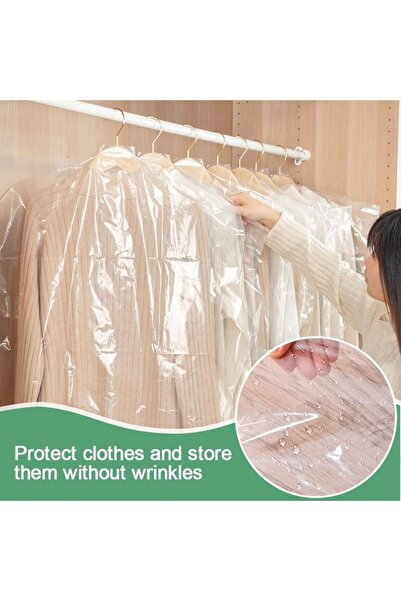 BossPack Şeffaf Elbise Poşeti (60 X 120 CM) Askı Delikli Koruyucu Naylon Torba (100 ADET)