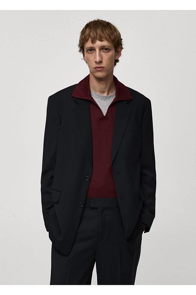 MANGO Man Μπουφάν Blazer από ύφασμα από μαλλί κανονικής κοπής