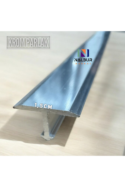 Nalbur Bakkal Kapı Eşik Profili Parke Kapı Altı Çıtası T Model Alüminyum Krom Parlak 90cm