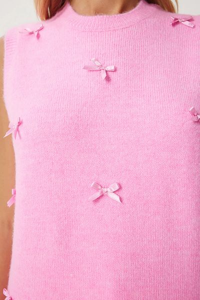 Luna Carina Women's Pink Bow Knitwear Sweater