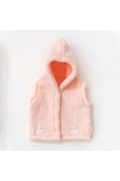 andywawa Baby Girl Pink Meow Hooded Baby Vest