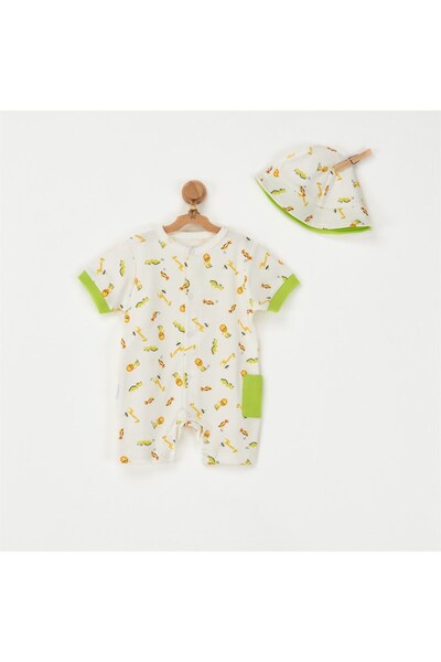 andywawa Ac22525 Bebek Tulum Takım Romper Hat Set Cute Curocodıle