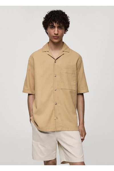 MANGO Man Comfortable Cut Cotton Shirt with Pockets