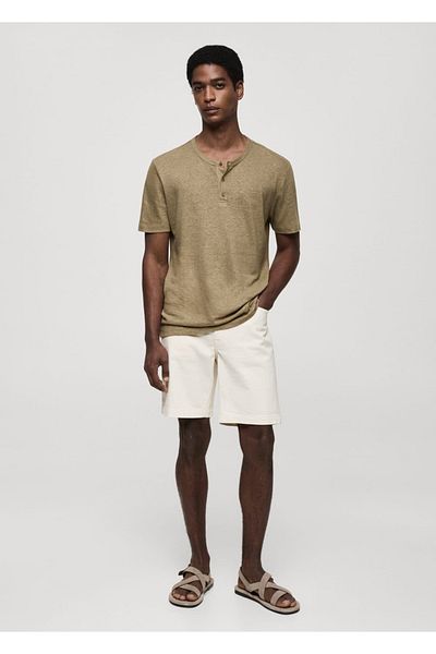 MANGO Man Slim-Fit-T-Shirt aus Leinenmischung