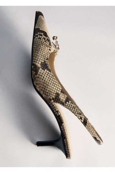 MANGO Woman Snakeskin Look Kitten High-Heeled Shoes