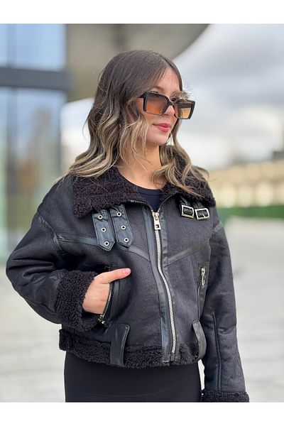 RHONES Lamined Leather Women's Coat with Complete Fur Inside