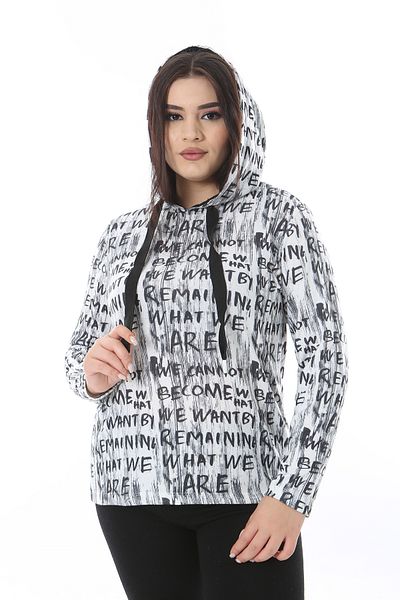 Şans Plus Size Black Eyelet Detail Reglan Sweatshirt - Hoodie, 65N38518