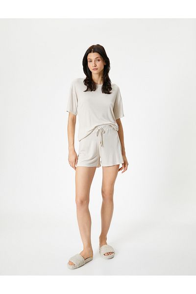 Koton Crew Neck Short Sleeve Pajama Top