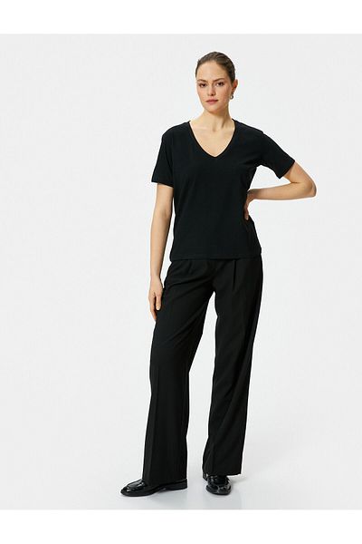 Koton Basic T-Shirt V-Neck Short Sleeve Cotton
