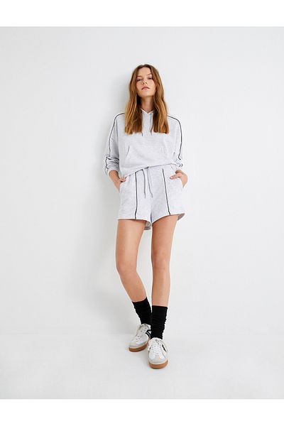Koton Hooded Sweatshirt Sports Kangaroo Pocket Ribbed Long Sleeve