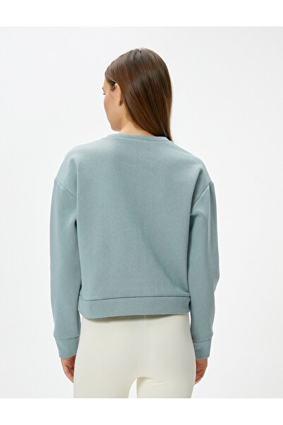 Koton Basic Sports Crop φούτερ με άνετη εφαρμογή βαμβακερή λαιμόκοψη με μακρύ μανίκι