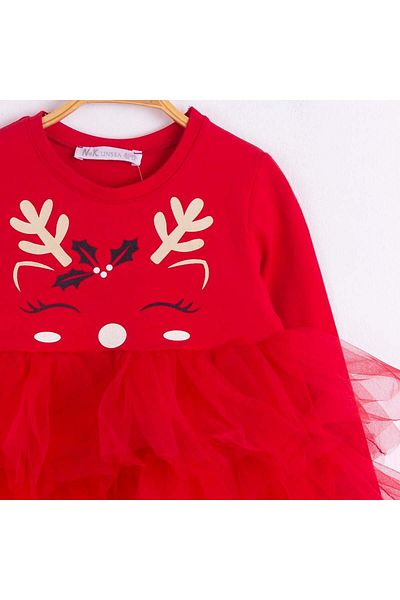 nk kids Nk-73604 New Year Dress with Deer Skirt and Tutu