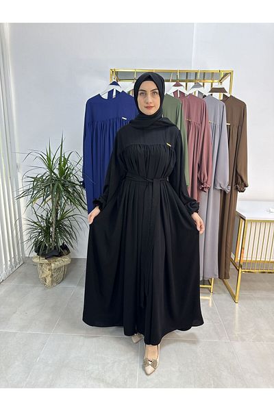 erasra class Dress Set with Black Shawl and Robe Belt on Top - Hijap and Abaya (Suitable for Hajj and Umrah)
