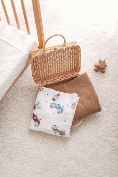 Bedeca طقم مكون من قطعتين من القطن العضوي بنسبة 100% - بطانية أطفال من الموسل...