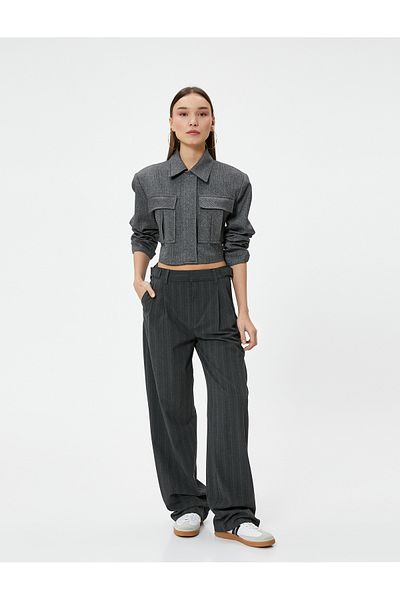 Koton Palazzo Fabric Trousers Straight Leg Pocket Standard Waist