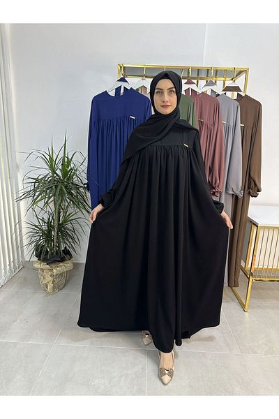 erasra class Dress Set with Black Shawl and Robe Belt on Top - Hijap and Abaya (Suitable for Hajj and Umrah)