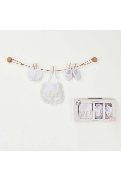 andywawa Ac22511 Baby Bib Booties Gloves 3-Piece Accessoreis Floral Street