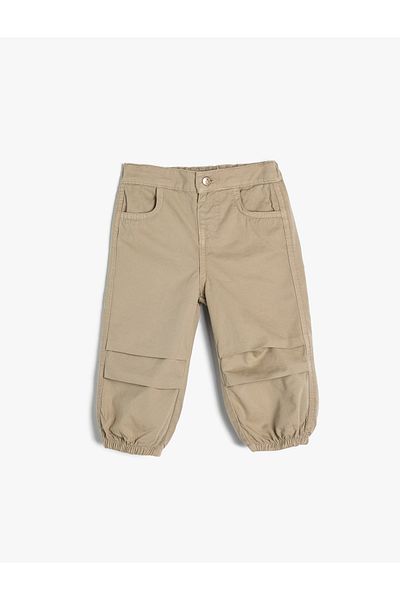 Koton Fallschirmhose Baumwolle Bequeme Passform Standardbund Elastische Beintasche