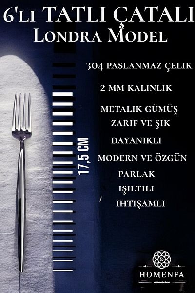 HOMENFA 6-Piece Luxury London Model Dessert Fork (Stainless Steel)